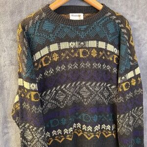 VTG Windridge Coogi Style Multi Color Men's Acrylic Sweater Made In USA ~ Large